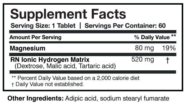 H2 Absorb Ingredients Label